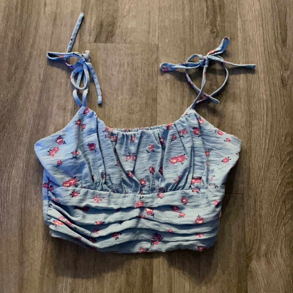 Cropped floral tank